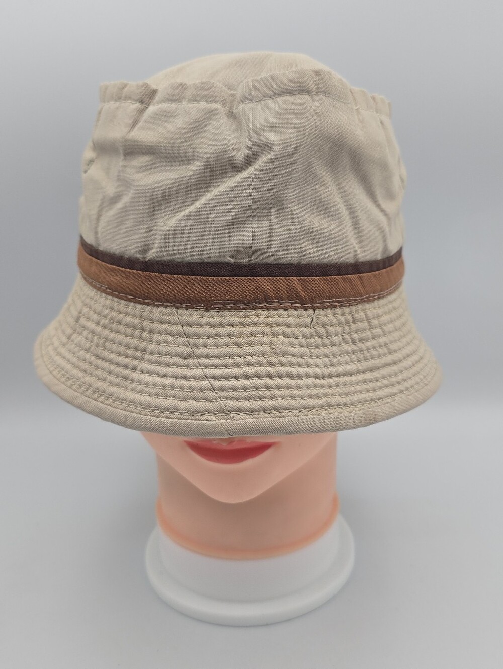 Vintage 1970s-1980s YoungAn Roll Up Hat Beige Bucket Hat (Youth/Boys)